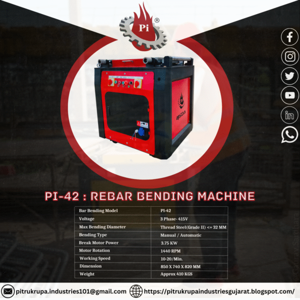 Rebar Bending Machine PI-42 - Image 6