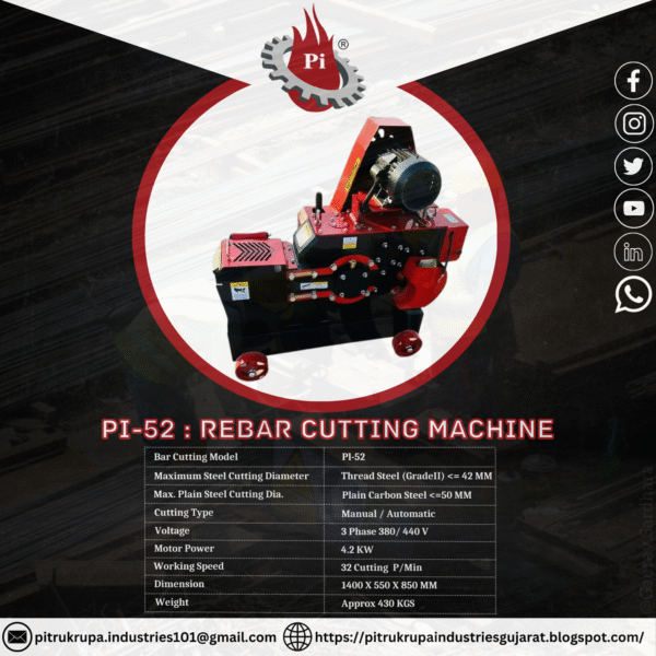 Rebar Cutter PI-52 Upside Motor - Image 5